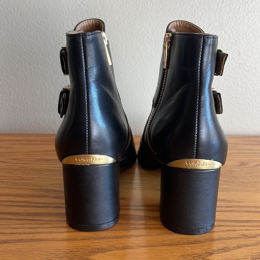 Calvin Klein Black Leather Boots Size 5.5 - Picture 4 of 8